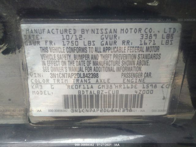 Photo 8 VIN: 3N1CN7AP2DL842398 - NISSAN VERSA 