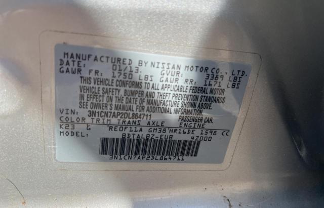 Photo 9 VIN: 3N1CN7AP2DL864711 - NISSAN VERSA 