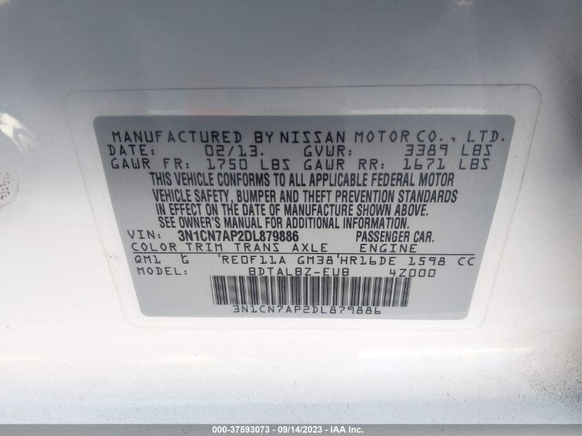 Photo 8 VIN: 3N1CN7AP2DL879886 - NISSAN VERSA 