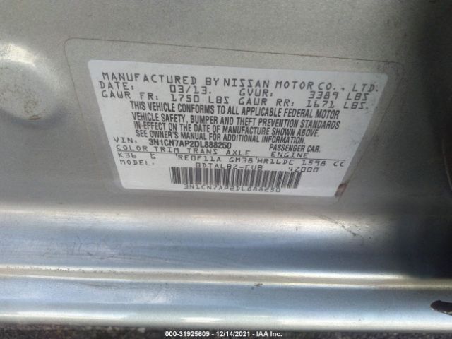 Photo 8 VIN: 3N1CN7AP2DL888250 - NISSAN VERSA 