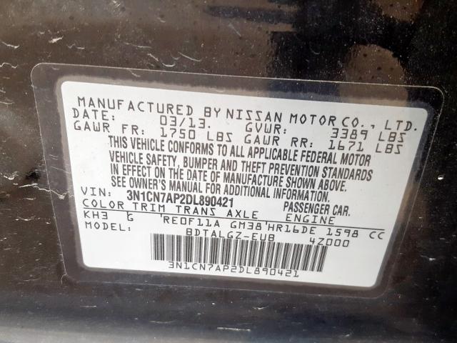 Photo 9 VIN: 3N1CN7AP2DL890421 - NISSAN VERSA S 