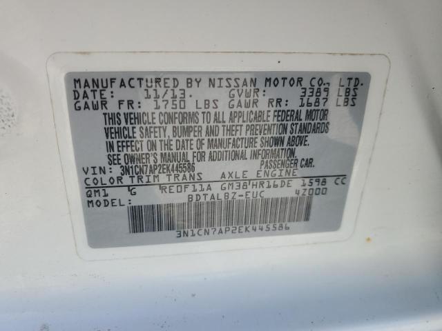 Photo 11 VIN: 3N1CN7AP2EK445586 - NISSAN VERSA S 