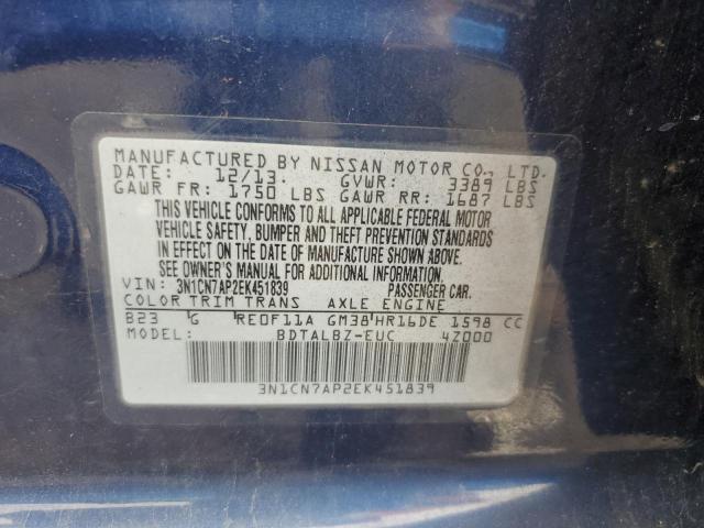 Photo 11 VIN: 3N1CN7AP2EK451839 - NISSAN VERSA 