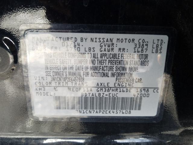 Photo 9 VIN: 3N1CN7AP2EK457608 - NISSAN VERSA S 