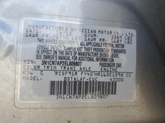 Photo 11 VIN: 3N1CN7AP2EL809807 - NISSAN VERSA S 