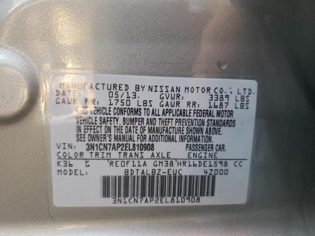 Photo 9 VIN: 3N1CN7AP2EL810908 - NISSAN VERSA S 