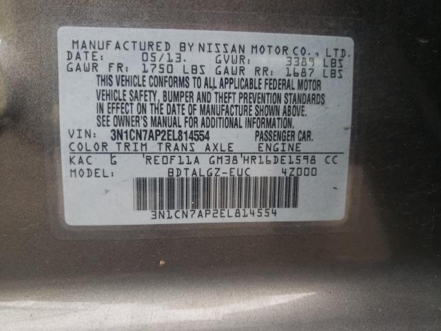 Photo 9 VIN: 3N1CN7AP2EL814554 - NISSAN VERSA 