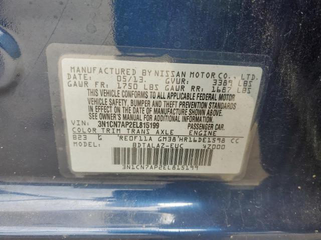 Photo 9 VIN: 3N1CN7AP2EL815199 - NISSAN VERSA S 