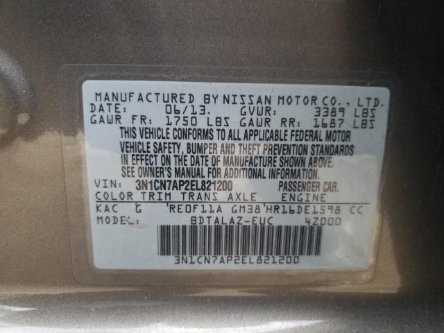 Photo 9 VIN: 3N1CN7AP2EL821200 - NISSAN VERSA 