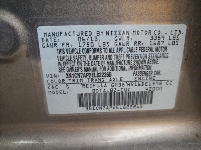 Photo 9 VIN: 3N1CN7AP2EL822265 - NISSAN VERSA NO S 