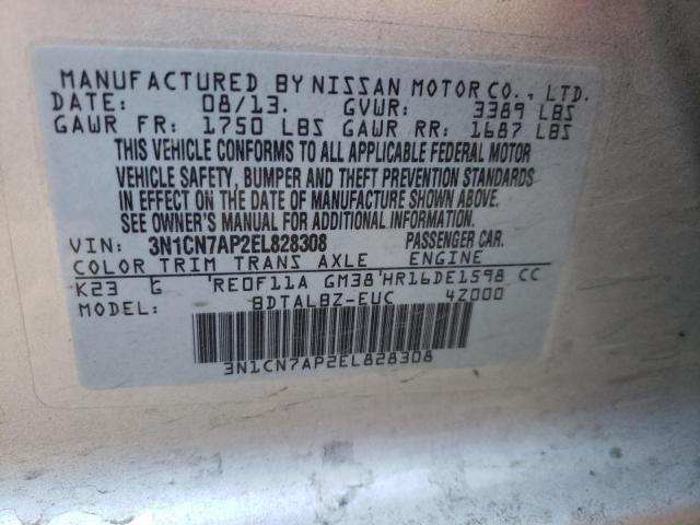 Photo 9 VIN: 3N1CN7AP2EL828308 - NISSAN VERSA S 