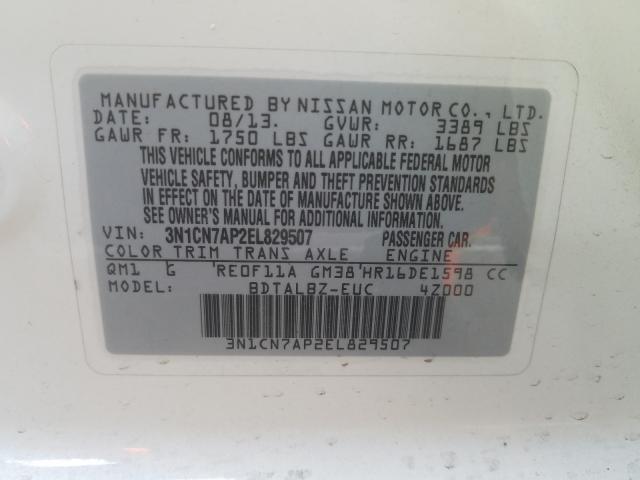 Photo 9 VIN: 3N1CN7AP2EL829507 - NISSAN VERSA 