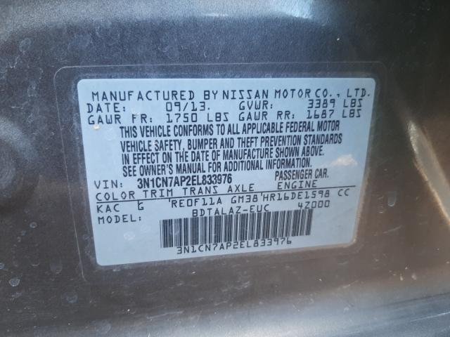 Photo 9 VIN: 3N1CN7AP2EL833976 - NISSAN VERSA S 