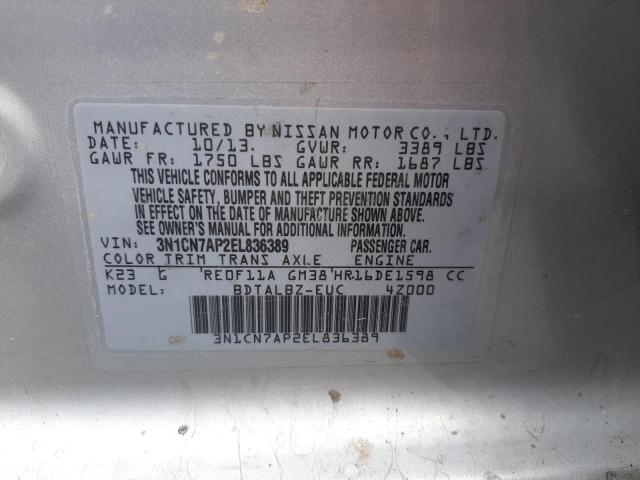 Photo 9 VIN: 3N1CN7AP2EL836389 - NISSAN VERSA S 