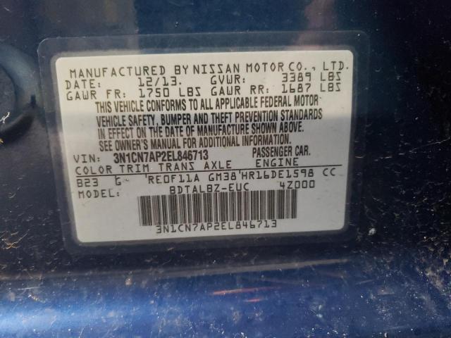 Photo 9 VIN: 3N1CN7AP2EL846713 - NISSAN VERSA S 