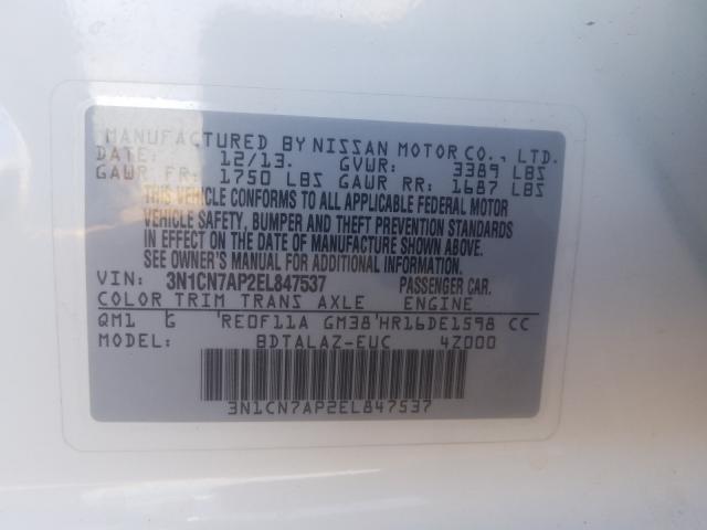 Photo 9 VIN: 3N1CN7AP2EL847537 - NISSAN VERSA 