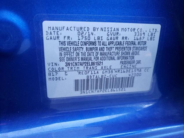 Photo 12 VIN: 3N1CN7AP2EL861521 - NISSAN VERSA S 