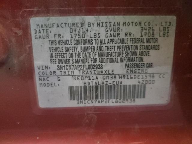 Photo 9 VIN: 3N1CN7AP2FL802938 - NISSAN VERSA S 