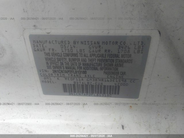 Photo 8 VIN: 3N1CN7AP2FL813180 - NISSAN VERSA 