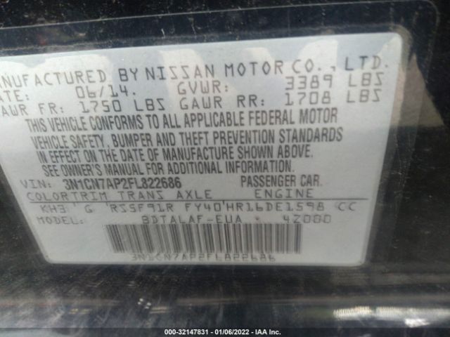 Photo 8 VIN: 3N1CN7AP2FL822686 - NISSAN VERSA 