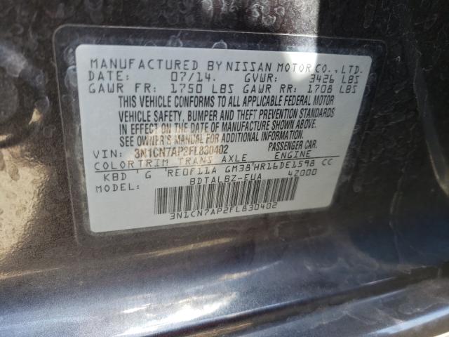 Photo 9 VIN: 3N1CN7AP2FL830402 - NISSAN VERSA S 