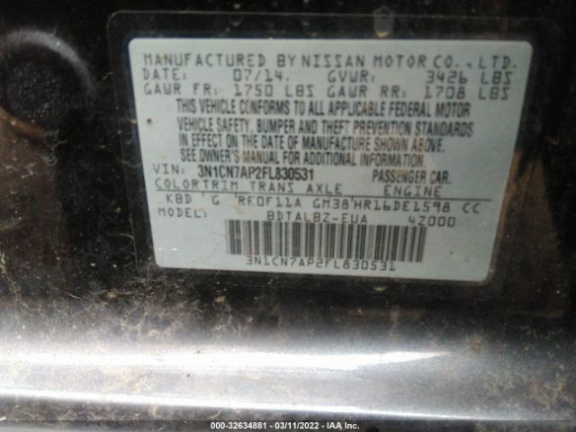 Photo 8 VIN: 3N1CN7AP2FL830531 - NISSAN VERSA 