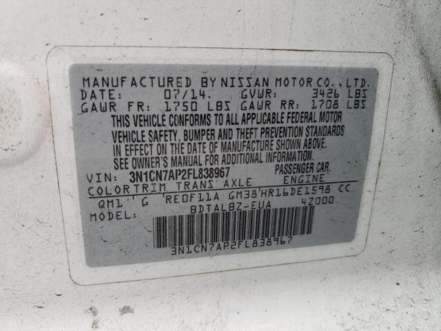 Photo 11 VIN: 3N1CN7AP2FL838967 - NISSAN VERSA S 