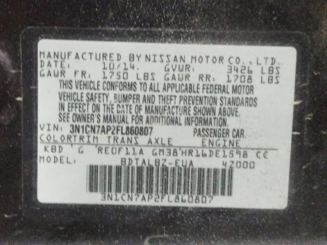 Photo 9 VIN: 3N1CN7AP2FL860807 - NISSAN VERSA S 