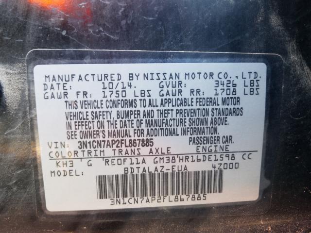 Photo 9 VIN: 3N1CN7AP2FL867885 - NISSAN VERSA S 