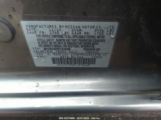 Photo 8 VIN: 3N1CN7AP2FL878160 - NISSAN VERSA 