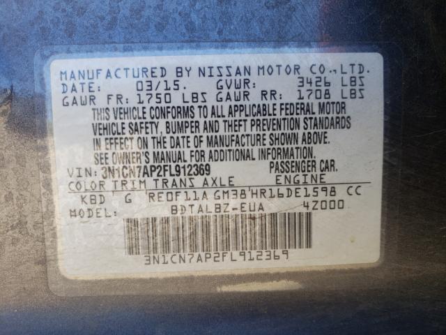 Photo 9 VIN: 3N1CN7AP2FL912369 - NISSAN VERSA S 