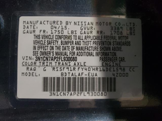 Photo 9 VIN: 3N1CN7AP2FL930080 - NISSAN VERSA S 