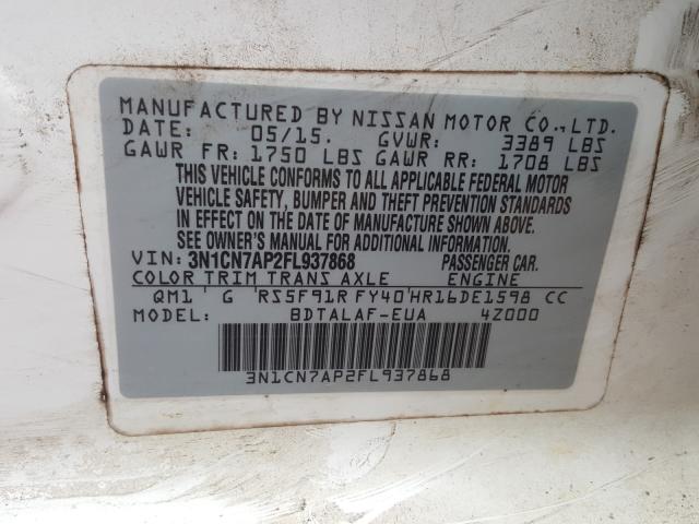 Photo 9 VIN: 3N1CN7AP2FL937868 - NISSAN VERSA S 