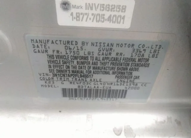 Photo 8 VIN: 3N1CN7AP2FL945517 - NISSAN VERSA 