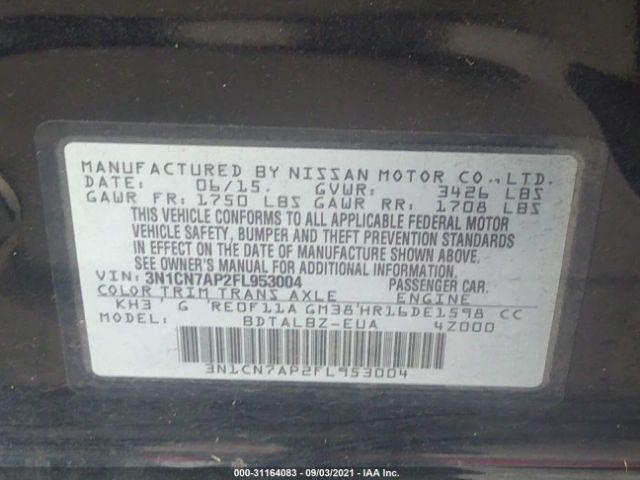 Photo 8 VIN: 3N1CN7AP2FL953004 - NISSAN VERSA 