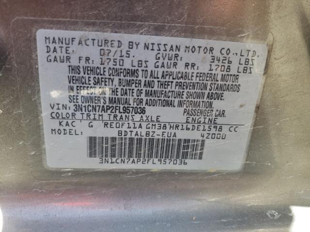 Photo 9 VIN: 3N1CN7AP2FL957036 - NISSAN VERSA S 