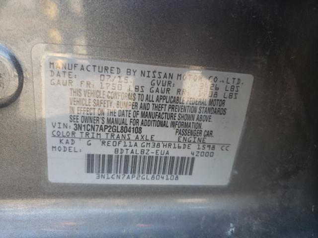 Photo 11 VIN: 3N1CN7AP2GL804108 - NISSAN VERSA S 