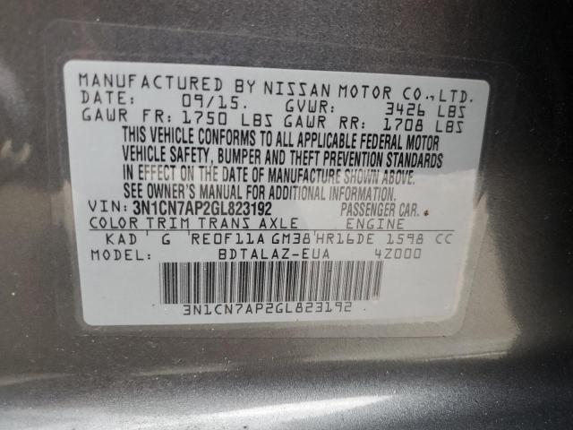 Photo 12 VIN: 3N1CN7AP2GL823192 - NISSAN VERSA S 