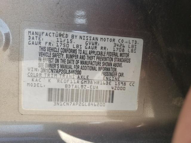 Photo 11 VIN: 3N1CN7AP2GL846200 - NISSAN VERSA 