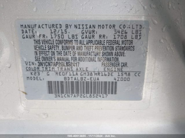 Photo 8 VIN: 3N1CN7AP2GL852417 - NISSAN VERSA 