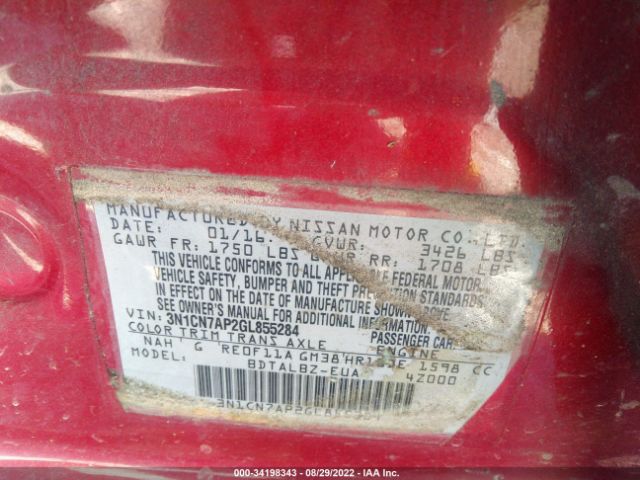 Photo 8 VIN: 3N1CN7AP2GL855284 - NISSAN VERSA 