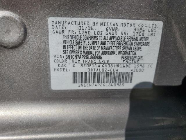 Photo 11 VIN: 3N1CN7AP2GL860985 - NISSAN VERSA S 