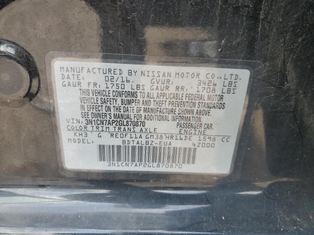 Photo 12 VIN: 3N1CN7AP2GL870870 - NISSAN VERSA 