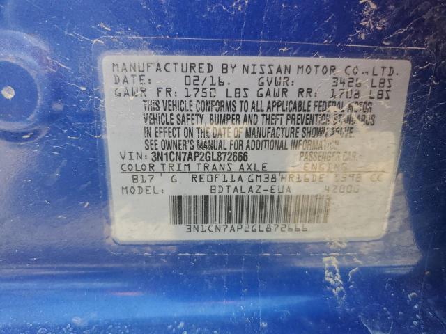 Photo 12 VIN: 3N1CN7AP2GL872666 - NISSAN VERSA S 