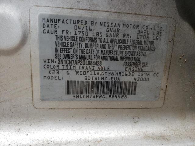 Photo 12 VIN: 3N1CN7AP2GL884428 - NISSAN VERSA 