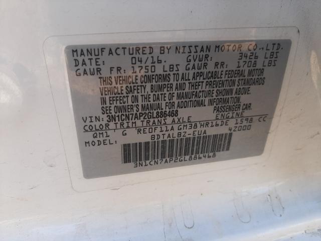 Photo 9 VIN: 3N1CN7AP2GL886468 - NISSAN VERSA S 