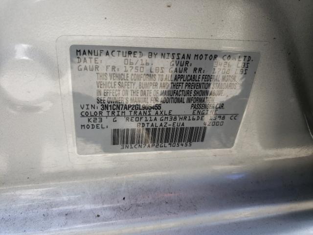 Photo 9 VIN: 3N1CN7AP2GL905455 - NISSAN VERSA S 