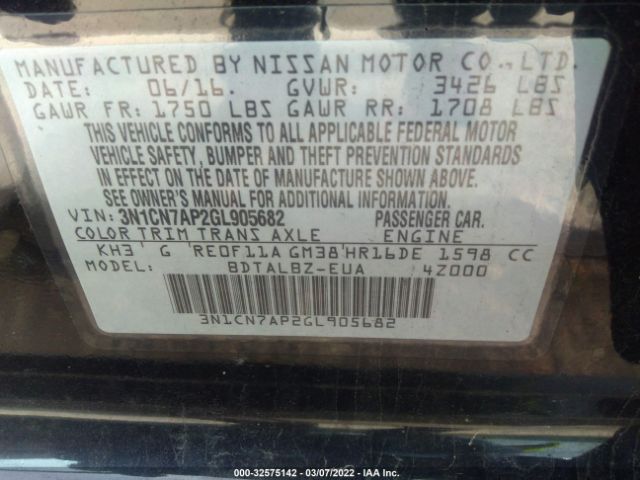 Photo 8 VIN: 3N1CN7AP2GL905682 - NISSAN VERSA 