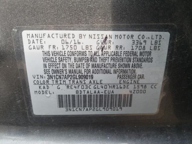 Photo 9 VIN: 3N1CN7AP2GL909019 - NISSAN VERSA S 