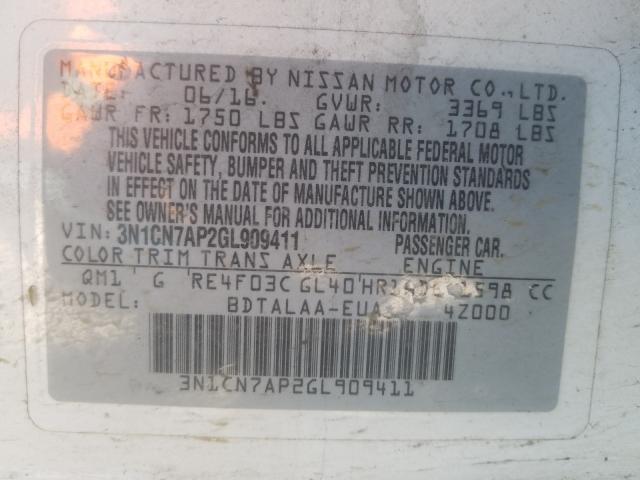 Photo 9 VIN: 3N1CN7AP2GL909411 - NISSAN VERSA S 